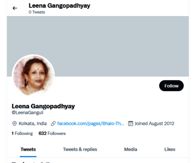 Leena Gangopadhyay’s Twitter Account