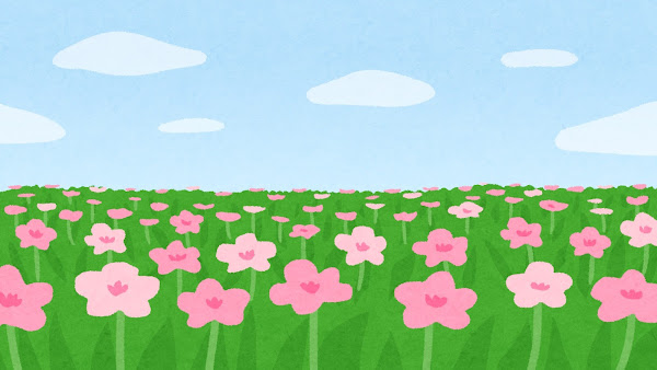お花畑のイラスト（背景素材）