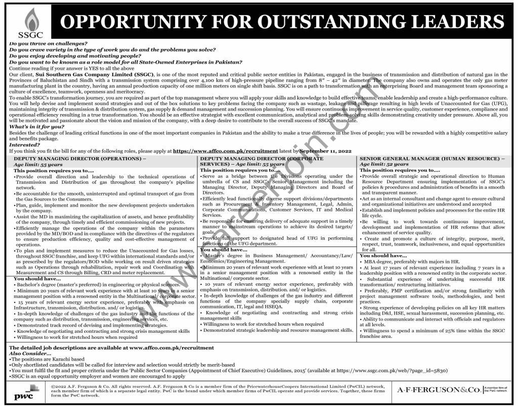 Sui Southern Gas Company SSGC Jobs 2022 | www.ssgc.com.pk