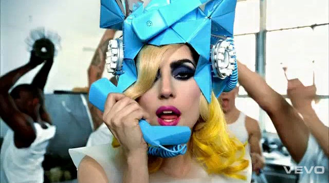 lady gaga telephone hair. Diet Coke can hair rollers