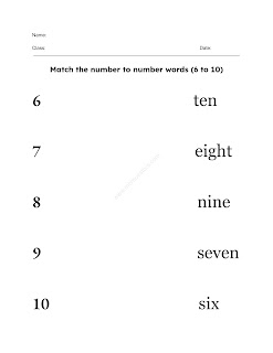 number words 6 10 matching worksheet, number names 6 10 free pdf @momovators