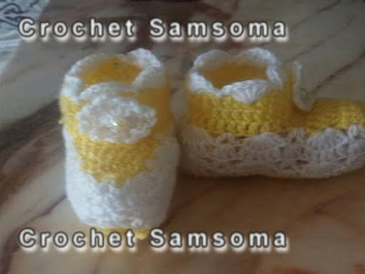 طريقة عمل لكلوك الكروشيه خطوة بخطوة  crochet samsoma .crochet baby shoes. كروشيه جوارب بيبي . كريقة طروشيه حذاء بيبي . 