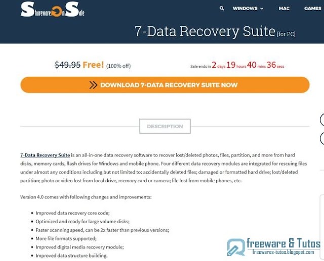 Offre promotionnelle : 7-Data Recovery Suite 4.0 gratuit !