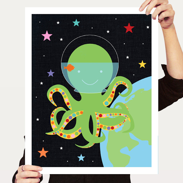 octopus astronaut print