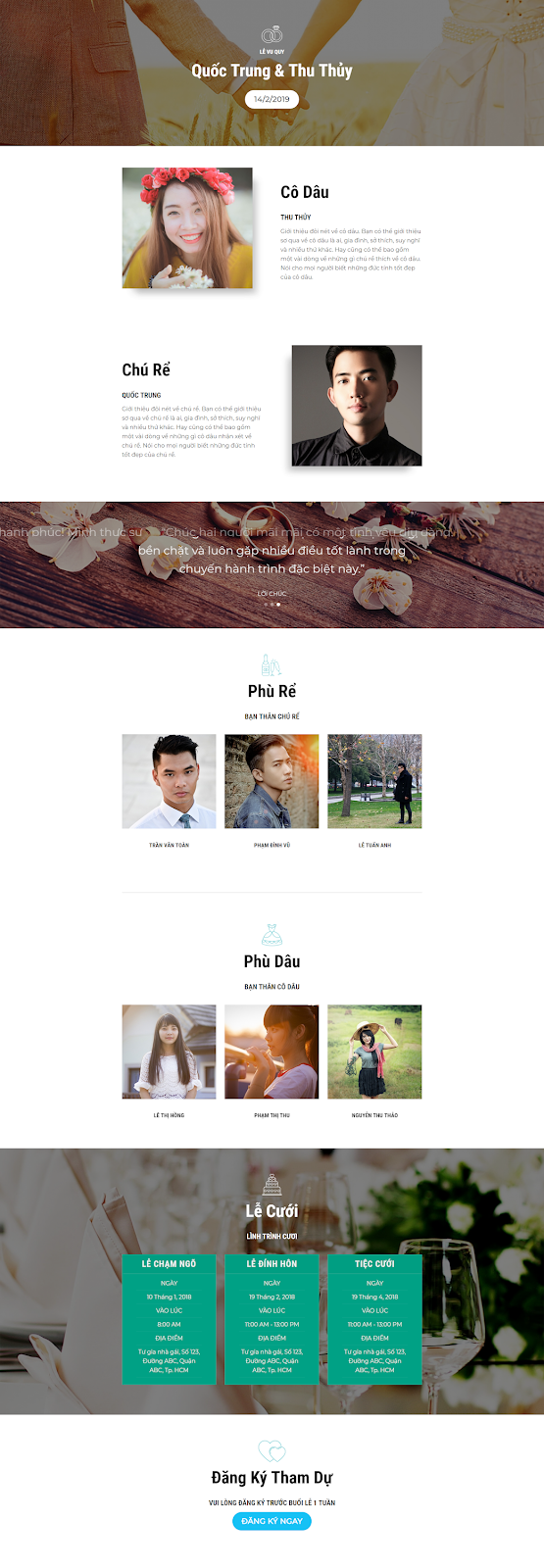 mẫu landingpage dịch vụ cưới wn029