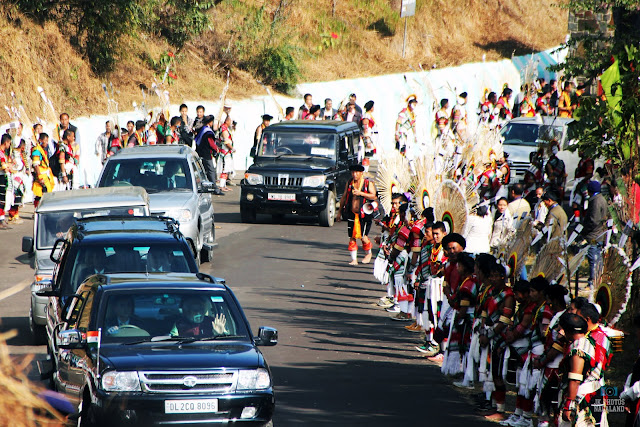 Prime Minister Narendra Modi convoy arriving at at Kisama Heritage Village