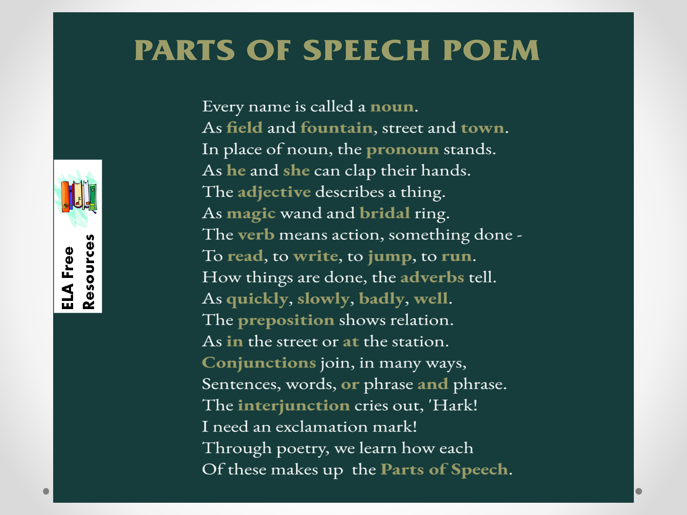 Parts of Speech Poem