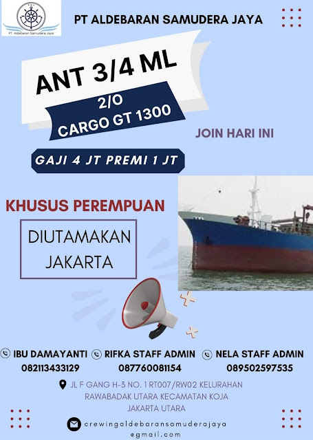 Loker Kapal Tugboat Aldebaran Samudera Bulan September 2023