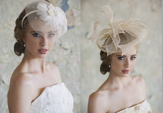 red and white wedding head pieces