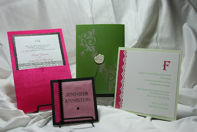 Hot pink and Green Invitations