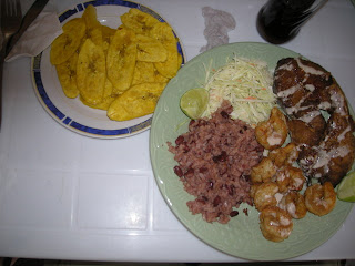 Shrimp and fish dinner, Honduras