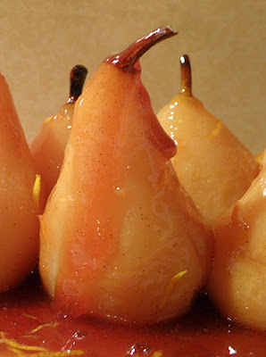 Whole Poached Pears on Platter