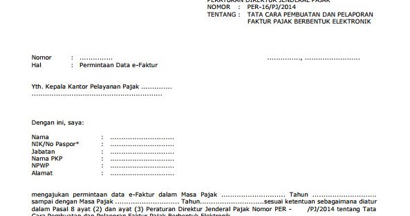 Contoh Surat Kuasa Permintaan Data E Faktur Kumpulan Surat Penting