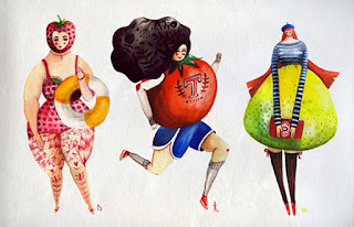 imaginative fruits and vegetable illustrations