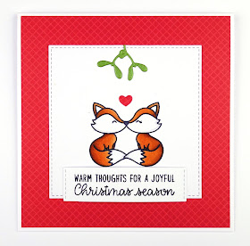 Cute Romantic Foxes Christmas Card using Sunny Studios Foxy Friends