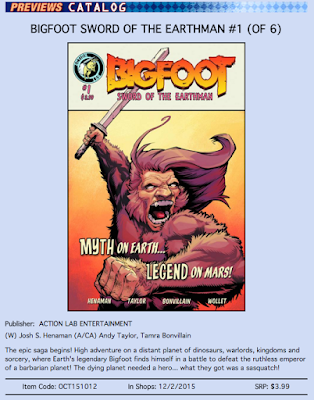 action lab bigfoot sword of the earthman bigfoot comic wednesday issue one action lab entertainment bigfoot comic book graphic novel barbarian comic