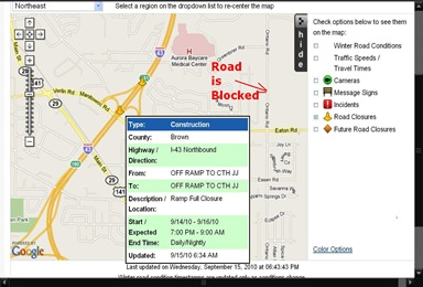 road construction map from googel Bellevue Sept 15 2010