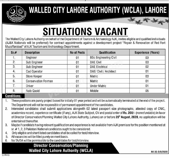 WCLA Lahore Latest Jobs 2020