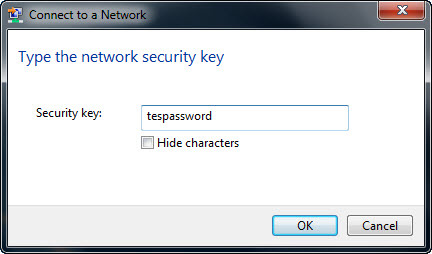 アドホックネットワークのパスワードを入力してください