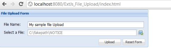 ExtJs 4 File Upload using Apache commons FileUpload Utility