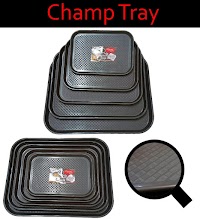 Lunch Tray, Food Tray Rectangular Thickened Multipurpose For Restaurants Black, Set Of 5 Multipurpose Food Tray , Serving Tray , Wooden Texture Plastic Tray , Champ Tray