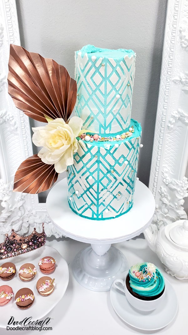 Then use fresh flowers or make a crepe paper flower to stick right in the center of the palm leaves.    This creates the perfect 1920's vibe, like a flapper's headband!