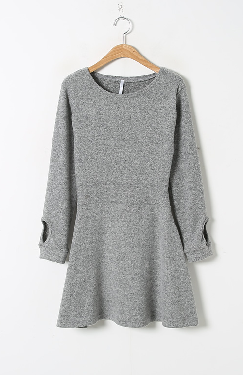 Cutout Cuffs Fleece A-Line Dress