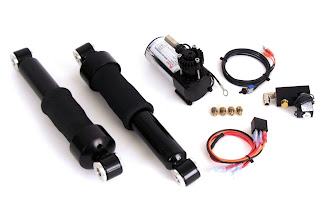 12" Black Bilstein Rear Air Ride Suspension System, 2009-13 Harley Touring