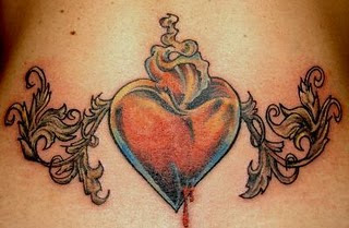 Lower Back Tribal Heart Tattoo for Women