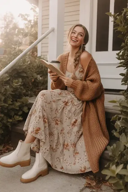 Maxi Dress + Chunky Cardigan