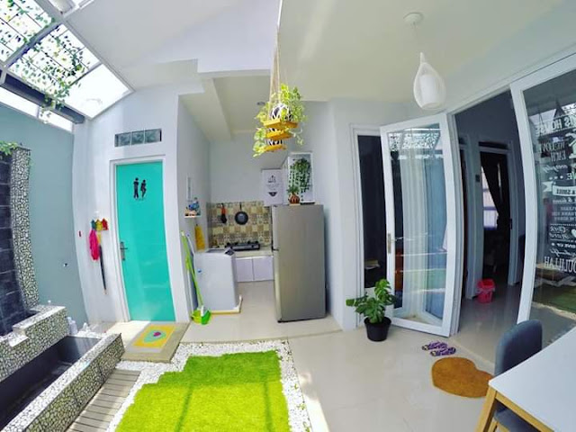 Contoh Desain Rumah Tipe 45 Luas Tanah 60m2 Minimalis Dapur Taman Belakang 