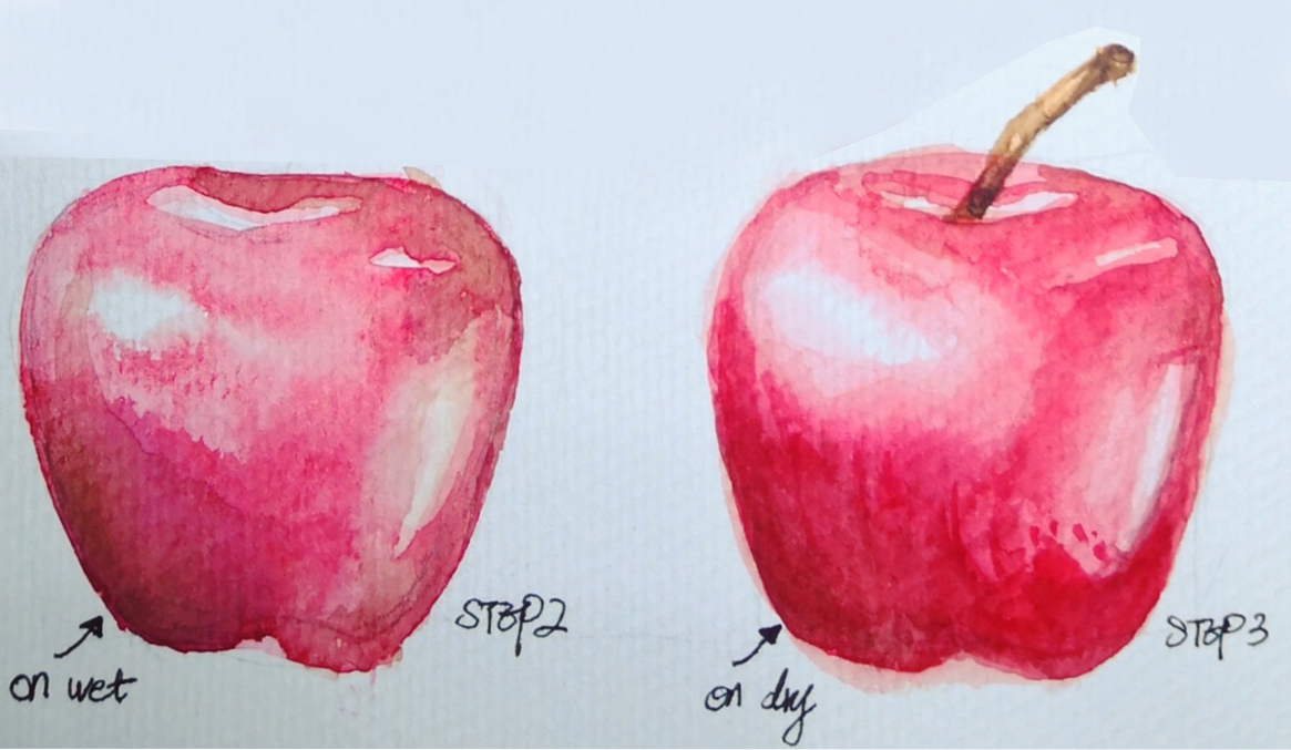 How to draw an apple in Watercolor come to see my online class