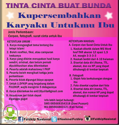 Lomba cerpen, menulis surat dan photografi. Gratis dari 