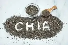 File: Chia Seeds with the word Chia spelled out, Chia Seeds Benefits