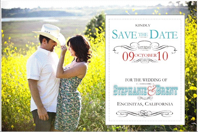 Save the Date Tiffany Blue and Cherry Red