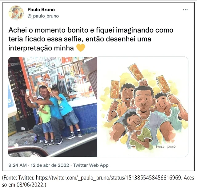 Achei o momento bonito e fiquei imaginando como teria ficado essa selfie, então desenhei uma interpretação minha