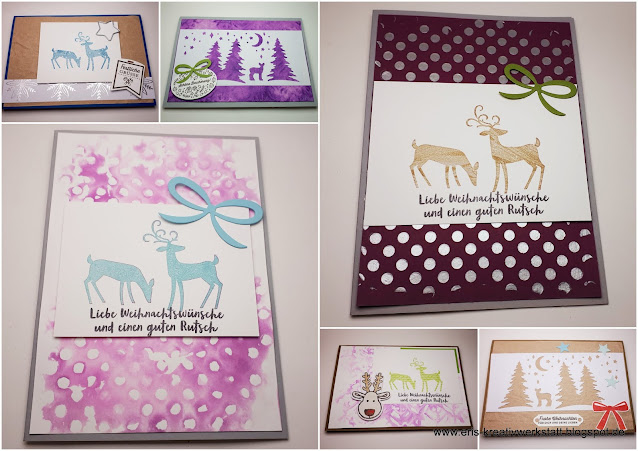 Weihnachtskarten mit Hirschen Stampin' Up! www.eris-kreativwerkstatt.blogspot.de