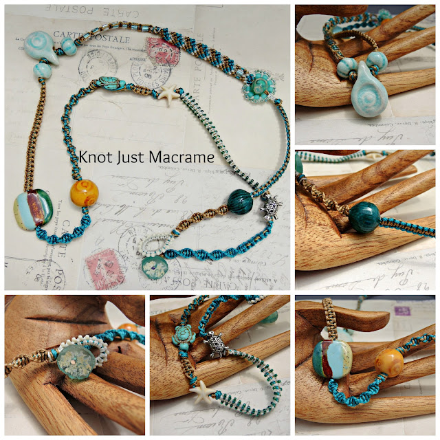 Micro Macrame wrap bracelet by Sherri Stokey with artists beads