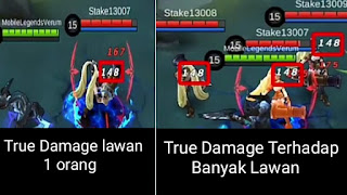 True Damage yang dihasilkan oleh thunder belt terhadap 1 dan banyak lawan 