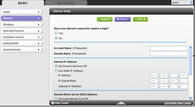 configure internet in Netgear router with cable modem