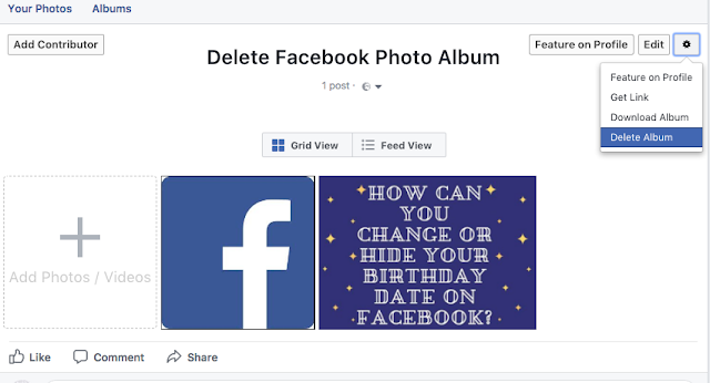 delete a Facebook photo album 