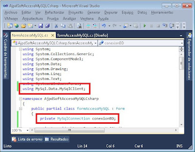 Desarrollar aplicación C# para acceso a MySQL Server de forma nativa con ADO.NET Driver for MySQL (Connector/NET)