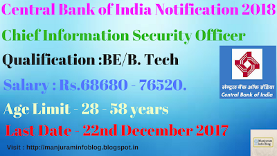 Central Bank of India Recruitment 2018