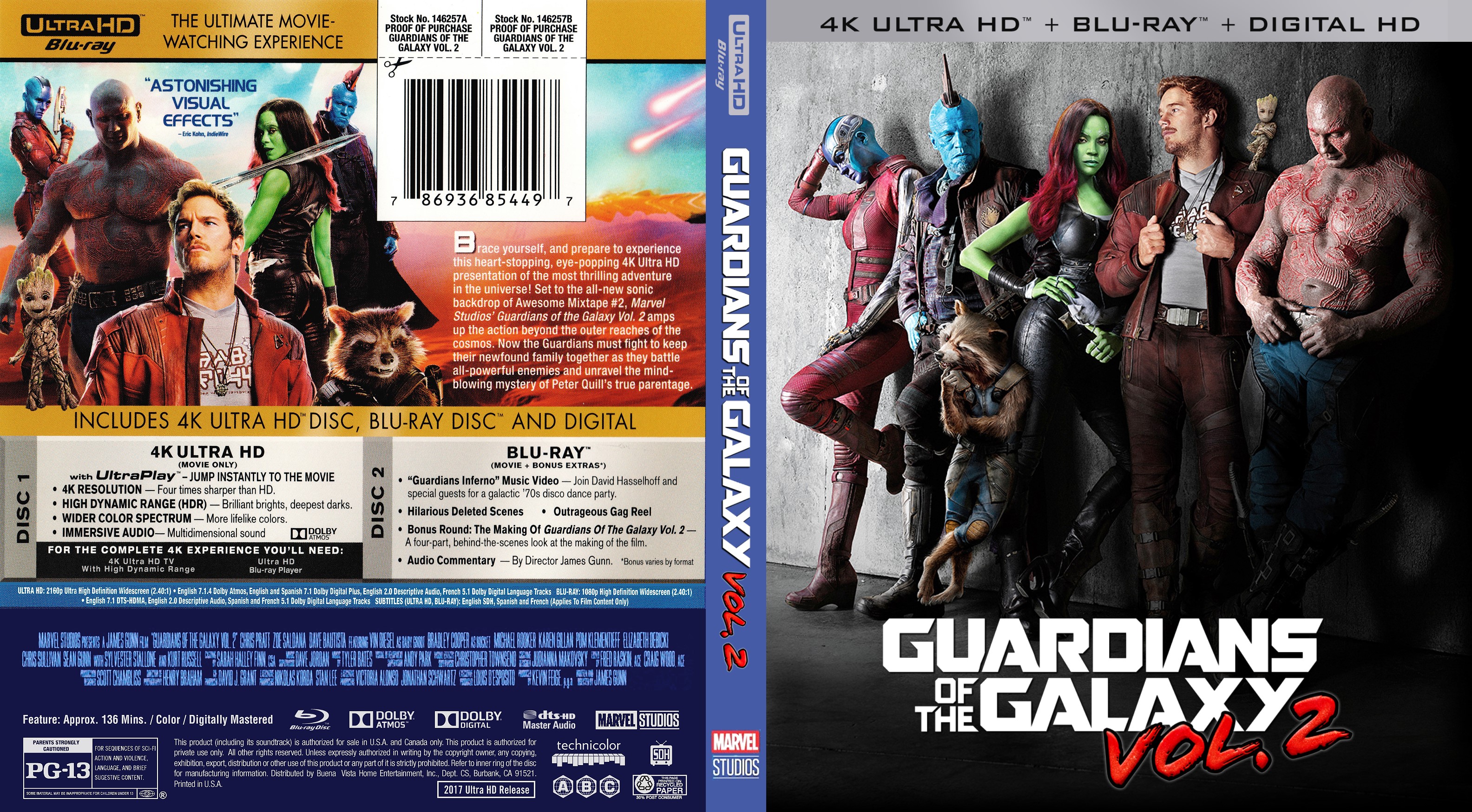 Guardians Of The Galaxy Vol 2 4K Bluray Cover - Cover 