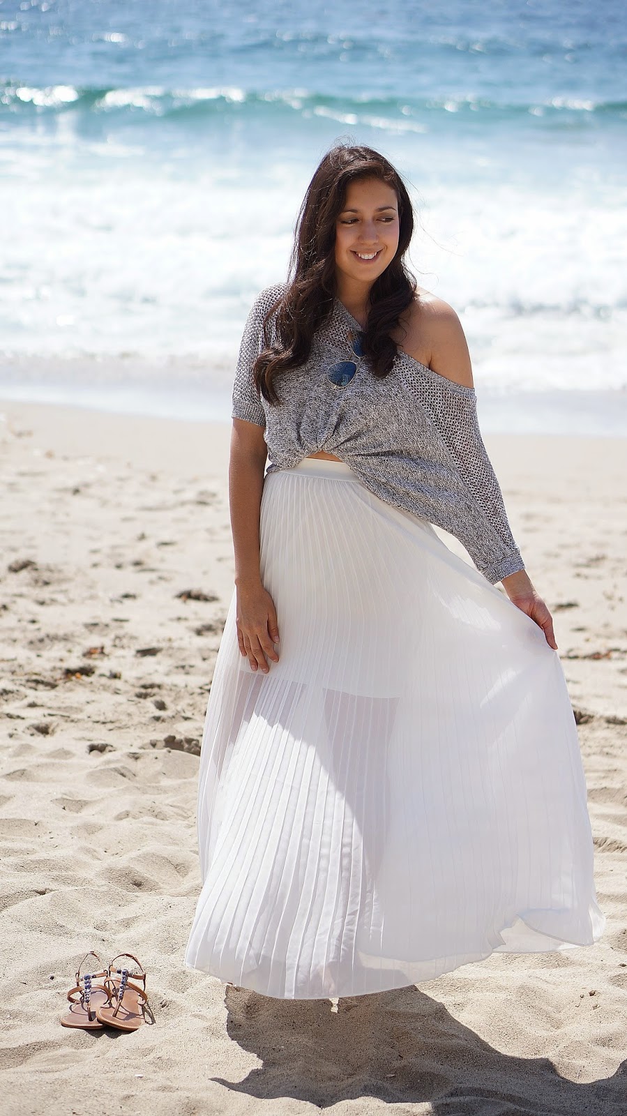 LC Lauren Conrad Chiffon Pleated Skirt, Fashion Blogger, Redondo Beach