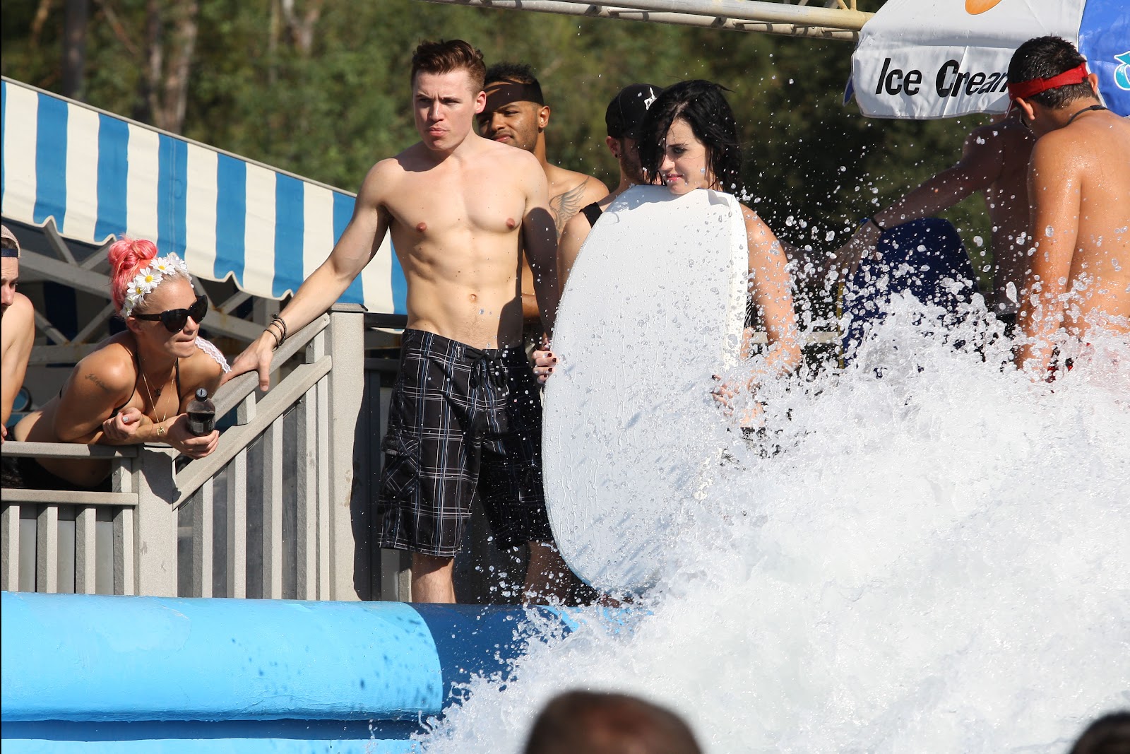 Katy Perry Suffers a Major Wardrobe Mishap Going Down a Water Slide in San Dimas