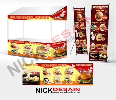 Contoh Desain Standing Banner dan Branding Booth Burger - Jasa Desain Online