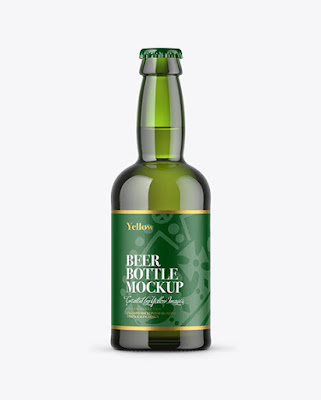 330ml Green Glass Beer Bottle Mockup