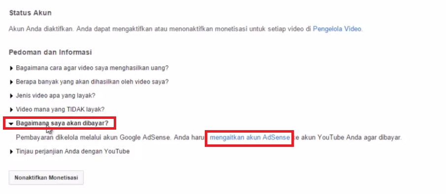 Cara Mengaitkan Akun Youtube dengan Adsense