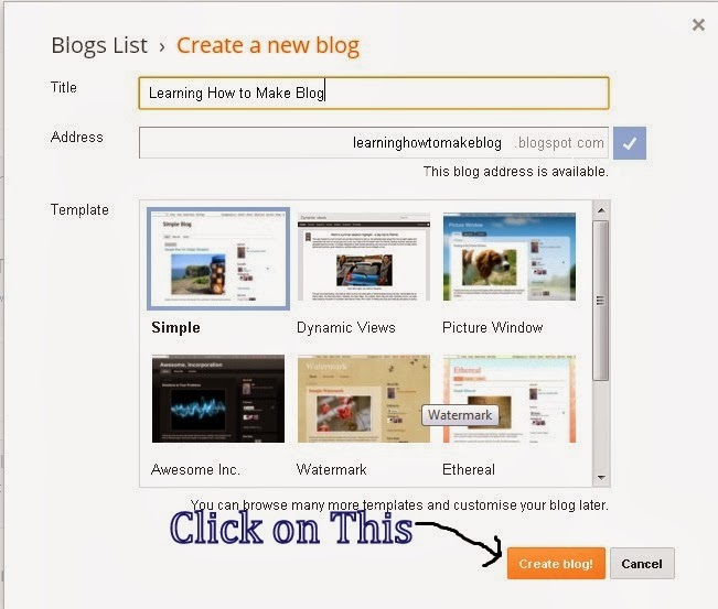 Learn how to make a Blog,make a blog in less than 2 minutes,Create a new Blog